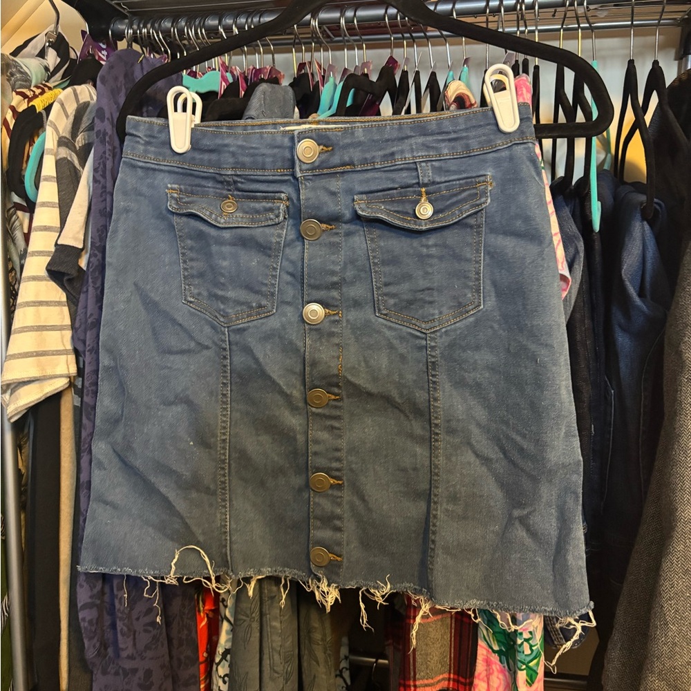 Blue Mini Denim Pencil Skirt